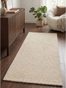Világos natúr színű kézi szövésű gyapjú futószőnyeg 80x200 cm Calmio – Hanse Home