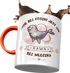 Narancssárga bögre fóka ajándék fényképes nyomtatással