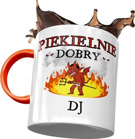 Narancssárga bögre Dj-nek Pokolian Jó Nyomtatott Fotóval