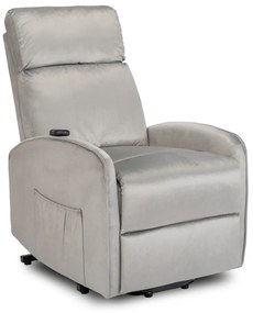 Elektromosan Vezérelhető TV és Relaxfotel Szürke Színben. Felállást Segítő Funkcióval. COLTON