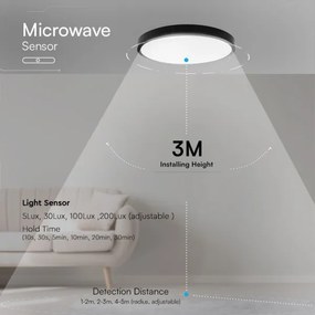 LED fürdőszobai mennyezeti lámpa szenzorral LED/18W/230V IP44 4000K Ø29 cm+DO