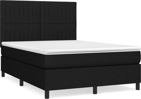 vidaXL fekete szövet rugós ágy matraccal 140 x 190 cm