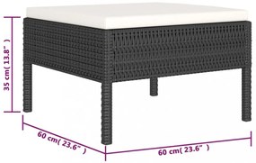 6 részes fekete polyrattan kerti ülőgarnitúra párnákkal