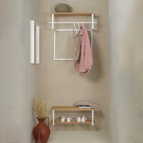 Fehér-natúr színű fém fali fogas polccal Rizzoli – Spinder Design