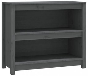 szürke tömör fenyőfa könyvszekrény 80 x 35 x 68 cm