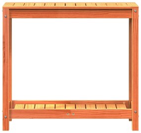 viaszbarna tömör fenyőfa ültetőasztal polccal 82,5 x 35 x 75 cm