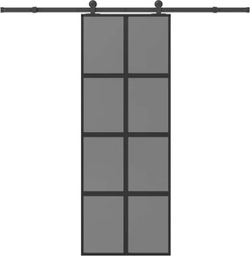 vidaXL tolóajtó vasalatokkal 76x205 cm edzett üveg&Alumínium