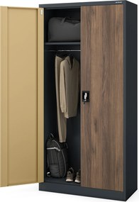 Többfunkciós fém szekrény, antracit / dió, 900x1850x450 mm: DAWID Eco Design
