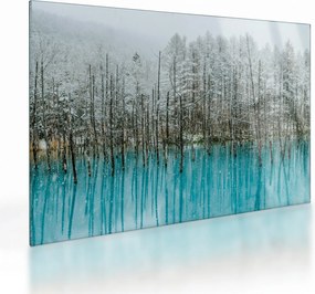 Kép - Türkiz tó, Biei, Japán (üvegen) (70x50 cm)