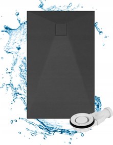 Zuhanytálca Téglalap Alakú 140x90 CM Fekete Smc Kompozit Teja