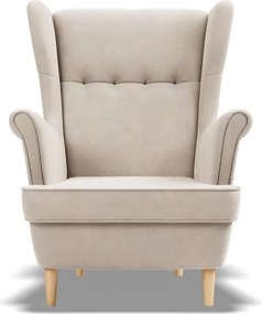 Uszak fotel, bársony, bézs