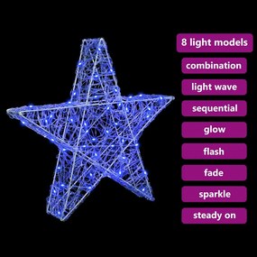 3D Csillag 50 LED-del Kék 55 x 53.5 x 10 cm Akril