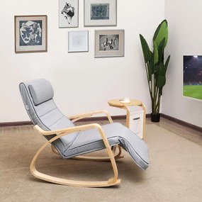 Hintaszék, relaxációs szék 5 irányban állítható lábtartó, világosszürke