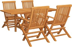 vidaXL 5 részes tömör tíkfa kerti étkezőgarnitúra