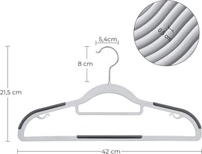 Műanyag ruhafugas 30 db, csúszásmentes felület szürke