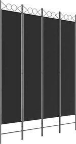 vidaXL 4 paneles fekete szövet térelválasztó 160x220 cm
