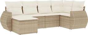 vidaXL 6 részes bézs polyrattan kerti ülőgarnitúra párnával