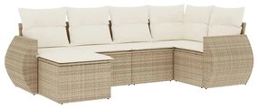 vidaXL 6 részes bézs polyrattan kerti ülőgarnitúra párnával