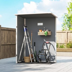 Outsunny Kerti Fészer 1.14 m² Szerszámtároló - zárható ajtó, szellőztetés és ablak - méretei: 151L x 92W x 193H cm - műanyag, szürke | Aosom