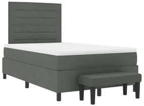 Boxspring ágy matraccal és padról sötét szürke 120x200 cm szövet
