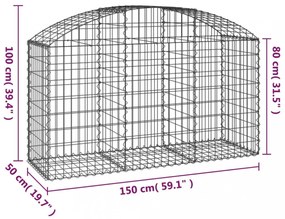 íves horganyzott vas gabion kosár 150x50x80/100 cm
