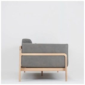 Fawn sötétszürke kanapé bivalybőrből, tömör tölgyfa szerkezettel, 240 cm - Gazzda