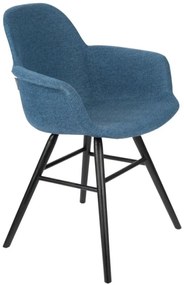 Albert Kuip karfás design szék, kék szövet, fekete kőris faláb