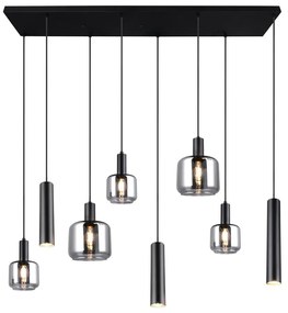 Fekete függőlámpa fém-üveg búrával Mataro – Trio