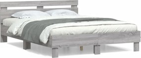 vidaXL szürke sonoma színű szerelt fa ágykeret fejtámlával 140x190 cm