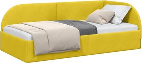 vidaXL Sarokágy keret fejtámlával Sárga 80 cm x 200 cm Bársony