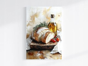 Vászonkép Canvas Konyha Étel Kenyér Olíva Paradicsom 80x120