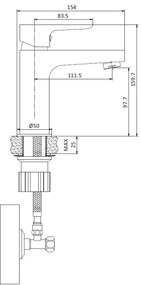 BATH DELUXE 28-005-04-02-04 - Mosdócsap NAESBY 15,9 cm matt fekete