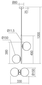 Redo 01-2625 - Csillár zsinóron NIVA 2xE14/28W/230V