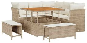 vidaXL Kerti Kanapé Szett 8 pcs Bézs polirattan