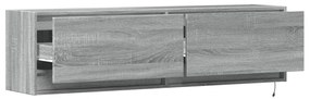 szürke sonoma színű fali TV-szekrény LED-ekkel 140 x 31 x 38 cm