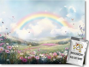 Fotótapéta Flizelina Gyerekek Tájkép Rét Virágok Szivárvány Nyár 152,5x104 ragasztó