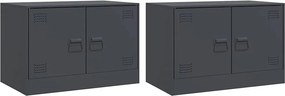 vidaXL 2 db antracitszürke acél éjjeliszekrény 67 x 39 x 44 cm