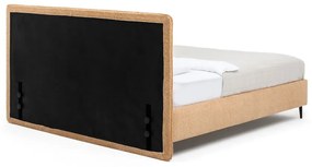 Mustársárga kárpitozott franciaágy ágyráccsal 160x200 cm Noira Slim – Bonami Selection