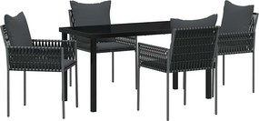 vidaXL Kert étkező szett 5 pcs Fekete és Szürke PE Rattan