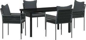 vidaXL Kert étkező szett 5 pcs Fekete és Szürke PE Rattan