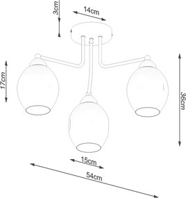 Fekete mennyezeti lámpa üveg búrával 54x54 cm Garten – Sollux
