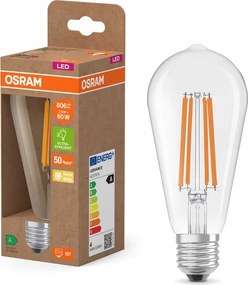 Led izzó ST64 E27 3,8W 60W 806lm 2700K Filament 213lm/W A osztály Osram