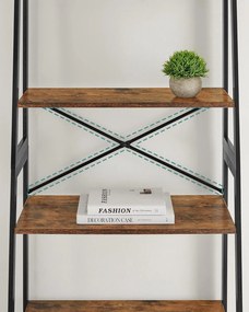 Könyvespolc 4 szintes 63x34x137 cm, rusztikus barna és fekete színben,