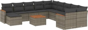 vidaXL 12 részes szürke polyrattan kerti ülőgarnitúra párnákkal