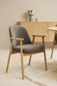 MAZZONI EXPORT RODERIC Barna Taupe (Monza 40 szövet)/olajozott tölgyfa váz - RETRO FA SZÉK BOUCLÉ  NAPPALIBA ÉTKEZŐBE KONYHÁBA
