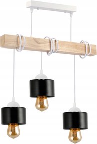 Mennyezeti Lámpa Függő Led Fa Fehér 3xE27 Csillár Loft Bögre Fekete