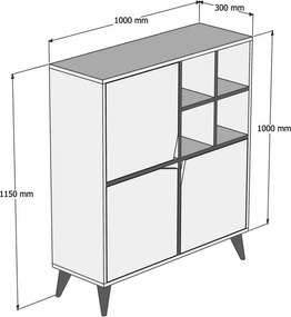 Pulse konyhaszekrény, fehér-sárga, 100 cm