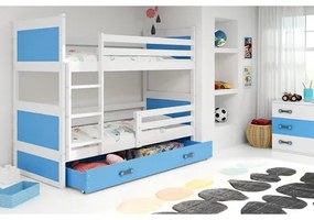 Gyerek emeletes ágy RICO 190x80 cm Kék Fehér