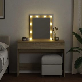 sonoma tölgy színű fésülködőasztal LED-del 100 x 40 x 130 cm