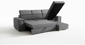 SALVADA univerzális L alakú, kihúzható sarokgarnitúra tárolóval, sötétszürke